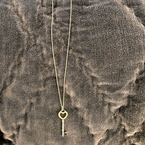 Tiffany & Co. 18K White Gold Diamond Heart Key 1.5"